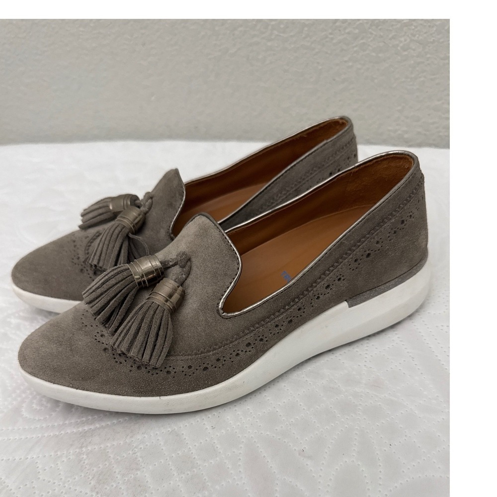 Johnston & Murphy Loafers Gray Suede Tassel Brogue Slip On Comfort Shoes Size 7